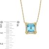 Zales Asscher-Cut London Blue Topaz And 1/10 Ct. T.W. Diamond Concave Frame Necklace In 10K Gold Necklaces