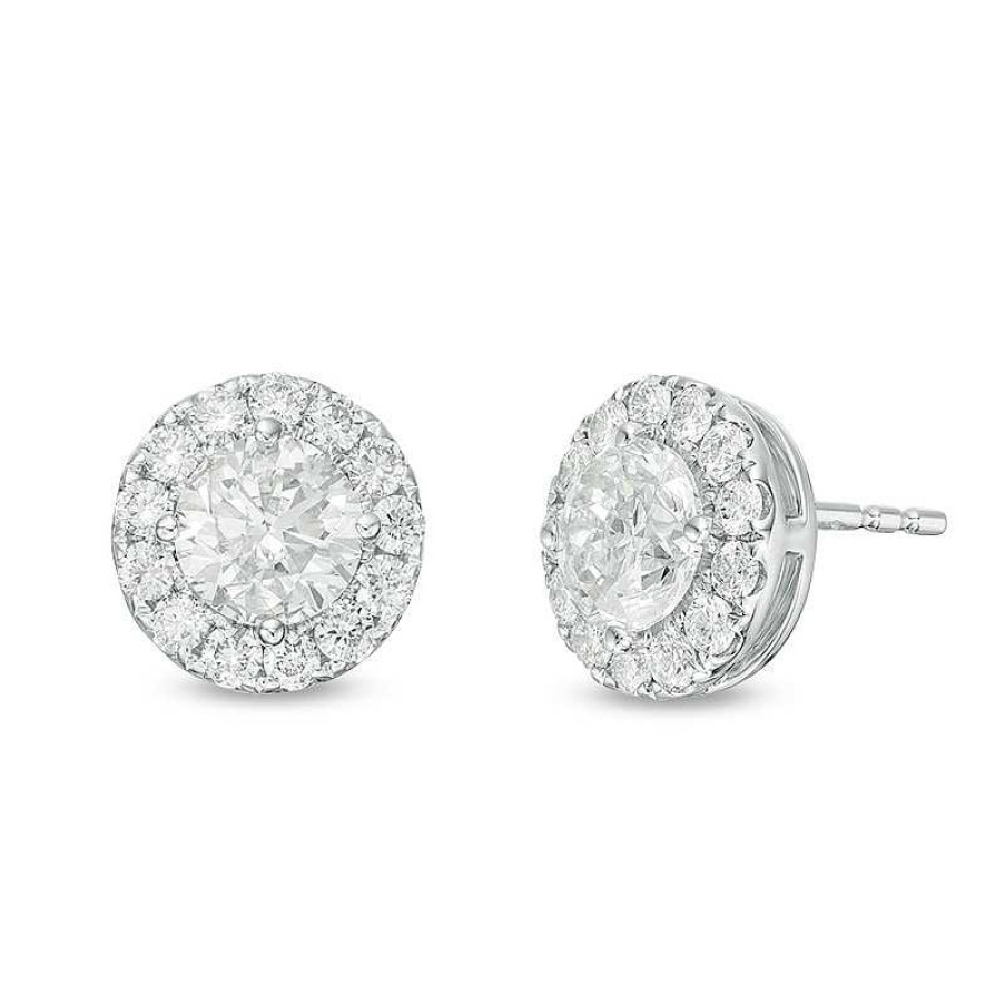 Zales Previously Owned - 2 Ct. T.W. Diamond Frame Stud Earrings In 14K White Gold (I/Si2) Earrings