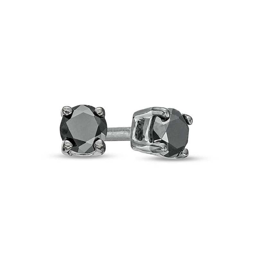 Zales 1/4 Ct. T.W. Black Diamond Solitaire Stud Earrings In 10K White Gold Earrings