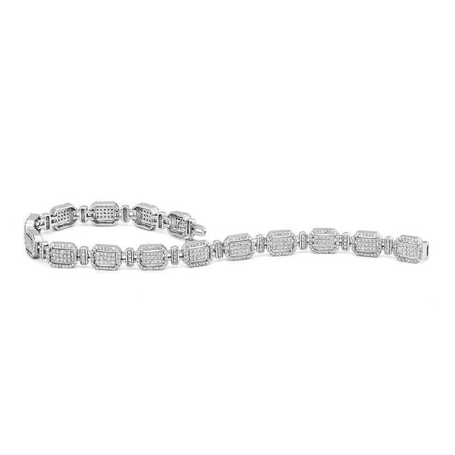 Zales 2 Ct. T.W. Emerald Multi-Diamond Link Bracelet In 10K White Gold Bracelets