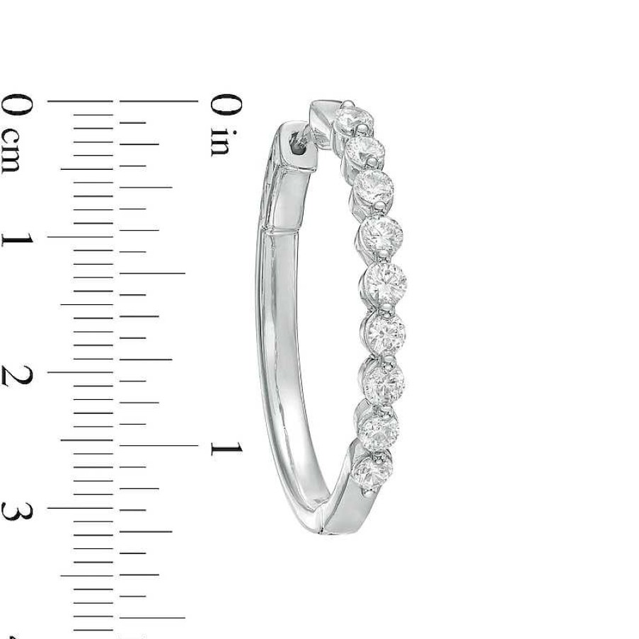 Zales 2 Ct. T.W. Certified Lab-Created Diamond Hoop Earrings In 14K White Gold (F/Si2) Earrings