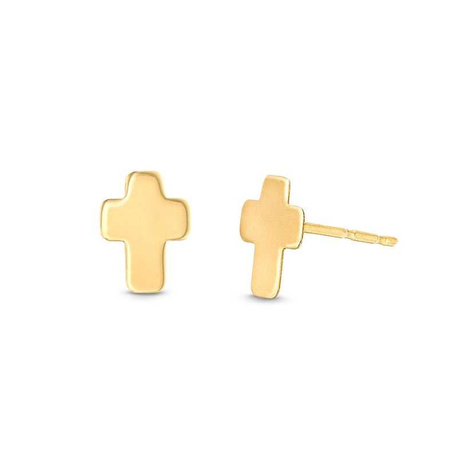 Zales Rounded Cross Stud Earrings In 14K Gold Earrings