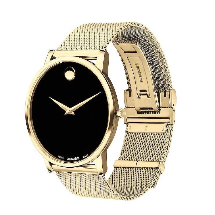 Movado Men'S Movado Museum® Gold-Tone Watch With Black Dial (Model: 0607396) Watches