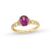 Zales Oval Rhodolite Garnet And 1/20 Ct. T.W. Diamond Chain Shank Ring In 10K Gold Rings