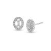 Zales 1/4 Ct. T.W. Baguette-Cut Diamond Open Oval-Shaped Frame Stud Earrings In 10K White Gold Earrings