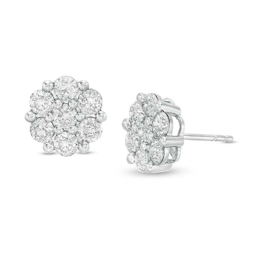 Zales 2 Ct. T.W. Diamond Frame Stud Earrings In 10K White Gold Earrings