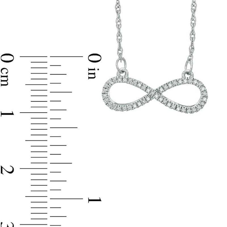 Zales 1/10 Ct. T.W. Diamond Sideways Infinity Necklace In Sterling Silver Necklaces