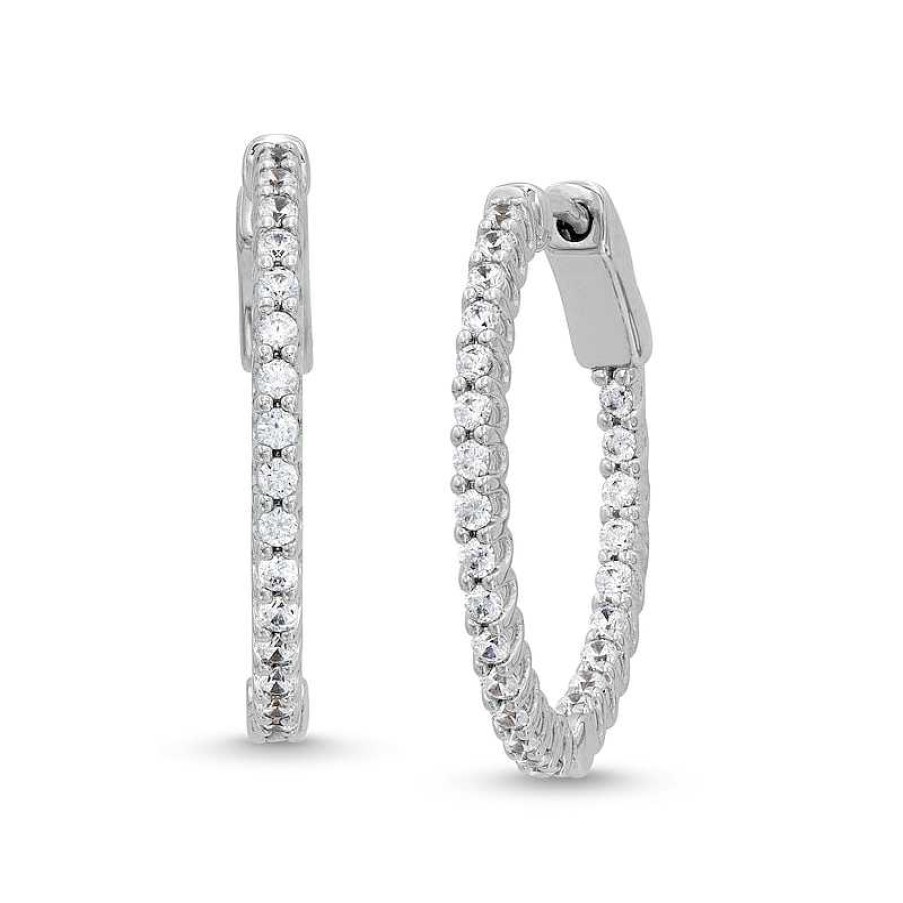 Zales 1/2 Ct. T.W. Diamond Inside-Out Hoop Earrings In 10K White Gold Earrings