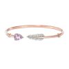 Zales Pear-Shaped Amethyst And White Lab-Created Sapphire Feather Bangle In Sterling Silver With 14K Rose Gold Plate Bracelets