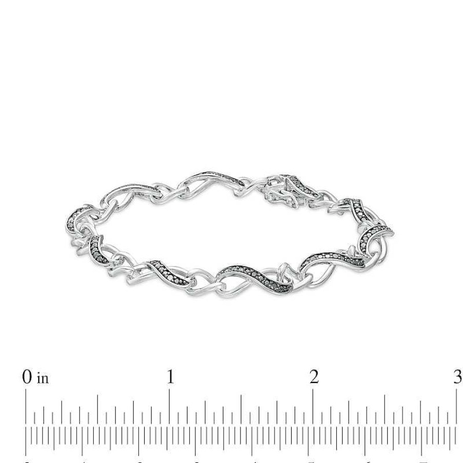 Zales 1/4 Ct. T.W. Black Diamond Infinity Chain Link Bracelet In Sterling Silver Bracelets