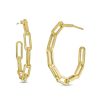 Zales Multi-Finish Paper Clip Chain Link J-Hoop Earrings In 10K Gold Earrings