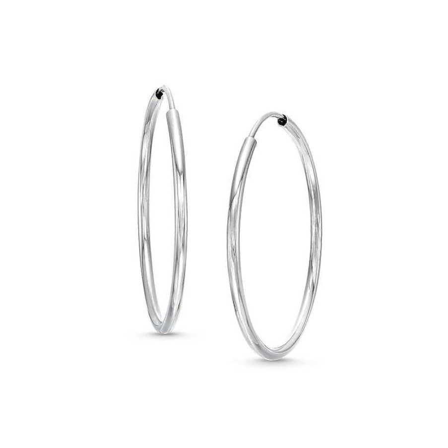 Zales 28.0Mm Endless Hoop Earrings In Hollow 14K White Gold Earrings