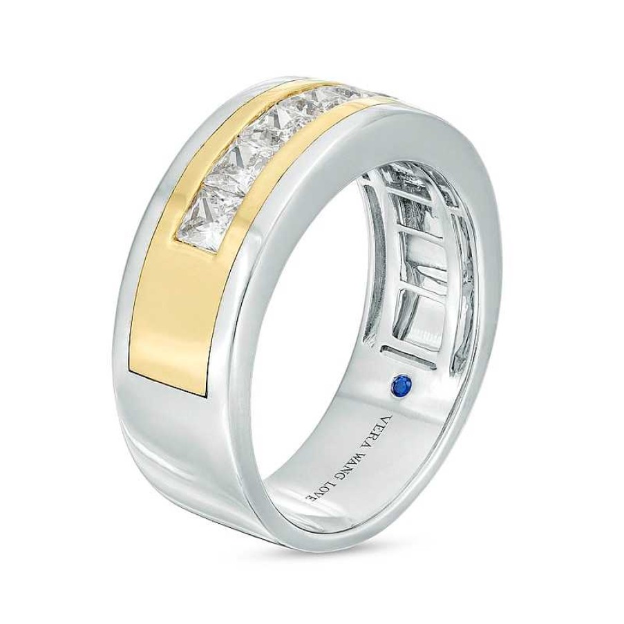 Zales True Lab-Created Diamonds By Vera Wang Love Men'S 1-3/4 Ct. T.W. Seven Stone Wedding Band In 14K Two-Tone Gold (F/Vs2) Rings