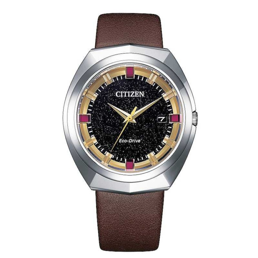 Citizen Men'S Citizen Eco-Drive 365 Lab-Created Ruby Accent Watch Brown Leather Strap (Model: Bn1010-05E) Watches