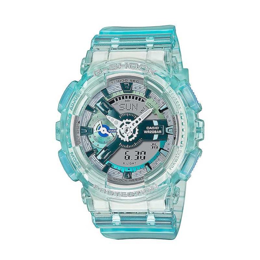 Casio Ladies' Casio G-Shock S Series Clear Blue Resin Watch With Silver-Tone Dial (Model: Gmas110Vw-2A) Watches