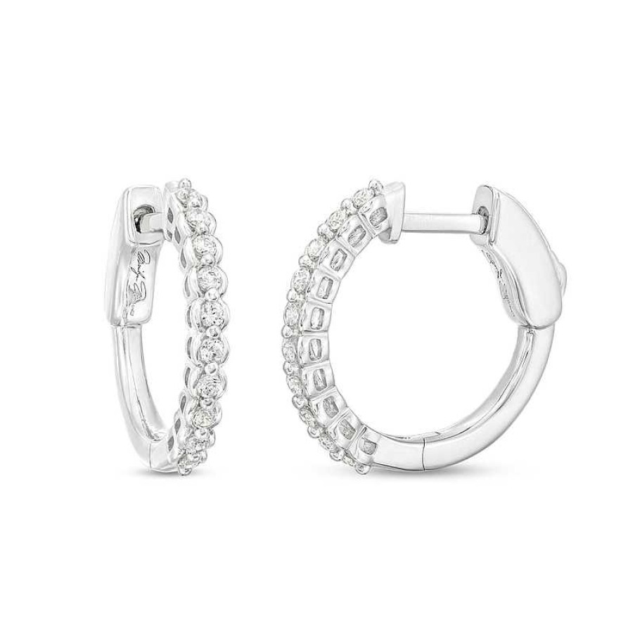 Zales Marilyn Monroe Collection 1/4 Ct. T.W. Journey Diamond Bubble Huggie Hoop Earrings In 10K White Gold Earrings