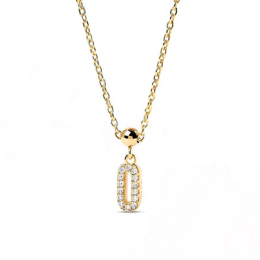 Zales Pdpaola At Zales Cubic Zirconia Number "0" Bead Charm In Sterling Silver With 18K Gold Plate Necklaces