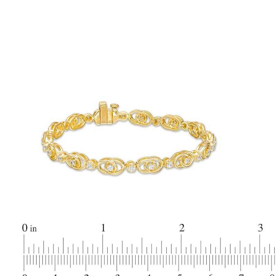 Zales You Me Us 1 Ct. T.W. Diamond Interlocking Oval Link Bracelet In 10K Gold Bracelets