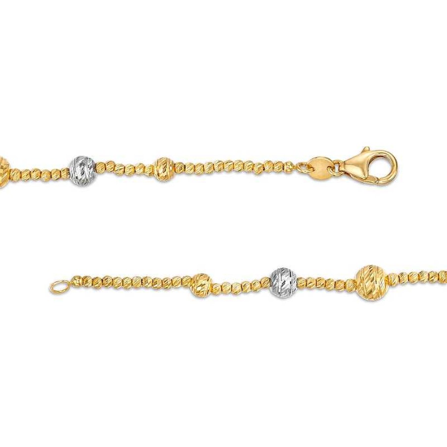 Zales Oro Diamante Graduating Brilliance Bead Bracelet In Hollow 14K Two-Tone Gold - 7.5" Bracelets