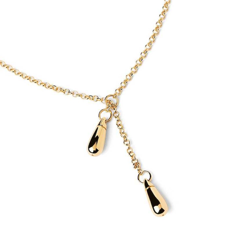 Zales Pdpaola At Zales Double Teardrop Sliding Chain Necklace In Sterling Silver With 18K Gold Plate - 25" Necklaces