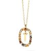 Zales Pdpaola At Zales Multi-Color "T" Pendant In Sterling Silver With 18K Gold Plate Necklaces