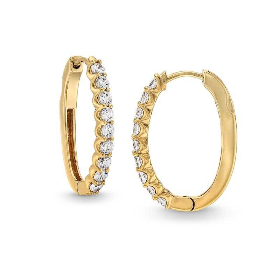 Zales 1 Ct. T.W. Diamond Oval Hoop Earrings In 10K Gold Earrings