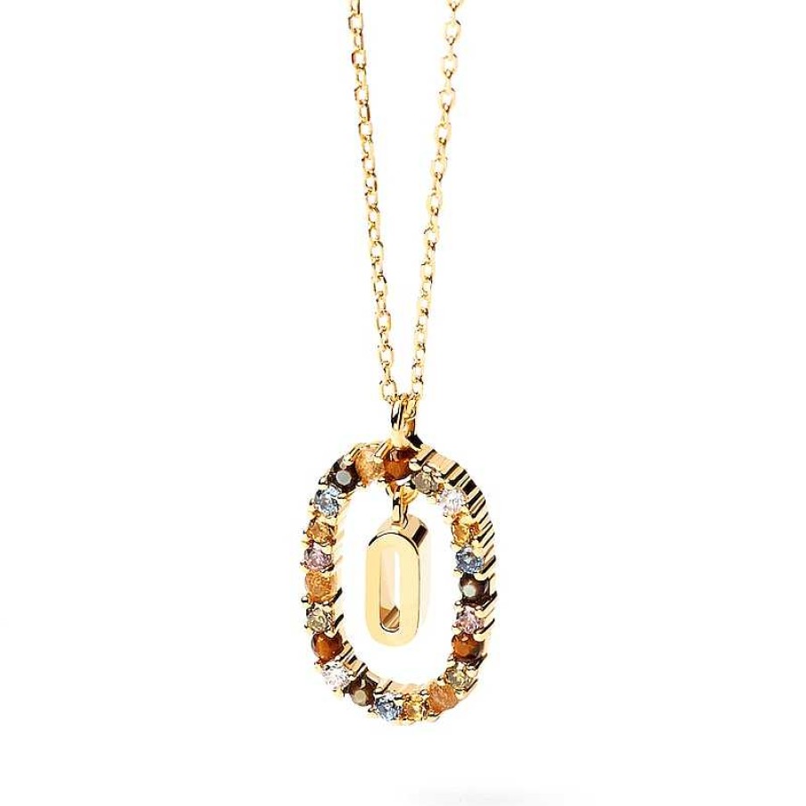 Zales Pdpaola At Zales Multi-Color "O" Pendant In Sterling Silver With 18K Gold Plate Necklaces