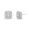 Zales 1 Ct. T.W. Princess-Cut Diamond Double Cushion-Shaped Frame Stud Earrings In 10K White Gold Earrings