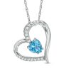 Zales 6.0Mm Heart-Shaped Swiss Blue Topaz And Lab-Created White Sapphire Heart Pendant In Sterling Silver Necklaces