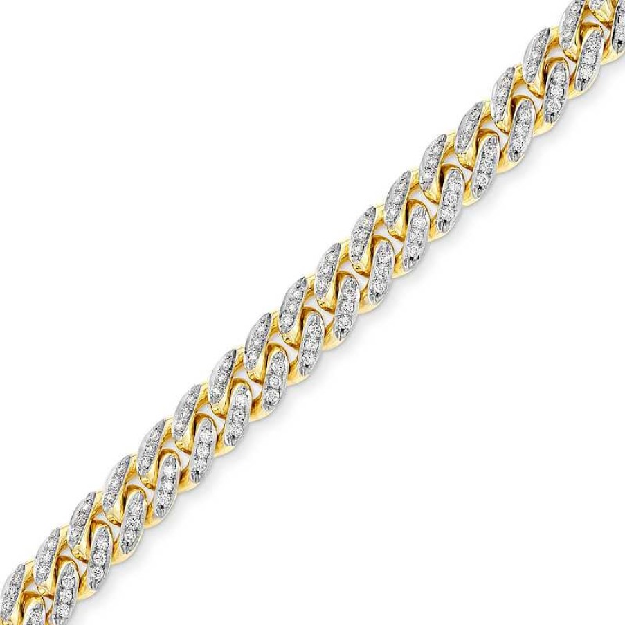 Zales Zales X Alessi Domenico 2-1/3 Ct. T.W. Diamond Miami Cuban Chain Bracelet In 18K Gold - 9" Bracelets