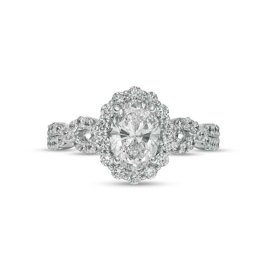 Zales True Lab-Created Diamonds By Vera Wang Love 1-5/8 Ct. T.W. Twist Shank Engagement Ring In 14K White Gold (F/Vs2) Rings