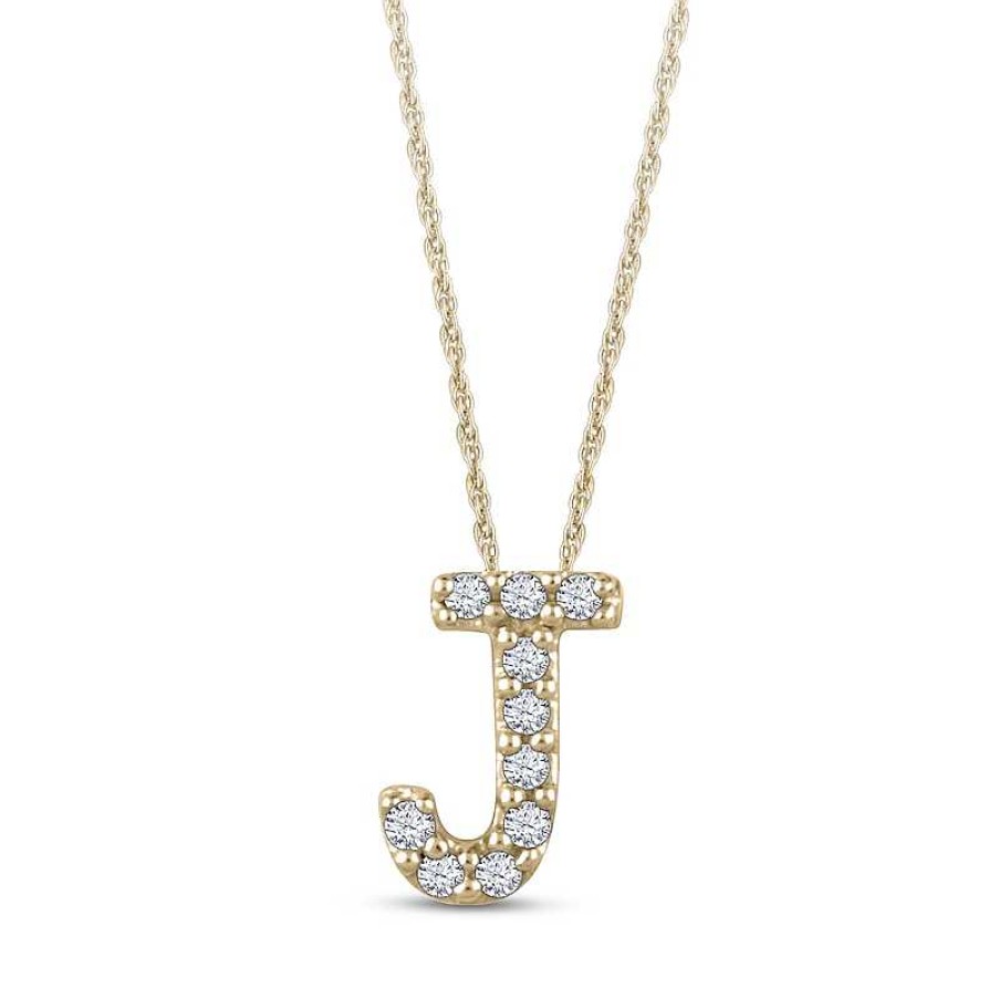 Zales 1/20 Ct. T.W. Diamond Uppercase Block Initial Pendant In 10K Gold (1 Letter) Necklaces