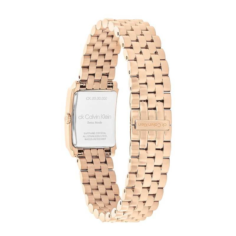 Calvin Klein Ladies' Calvin Klein Rose-Tone Ip Watch With Rectangular Dial (Model: 25000003) Watches