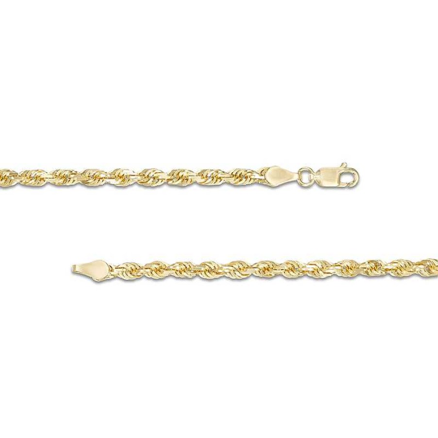 Zales Men'S 3.8Mm Diamond-Cut Glitter Rope Chain Necklace In Solid 10K Gold - 24" Necklaces