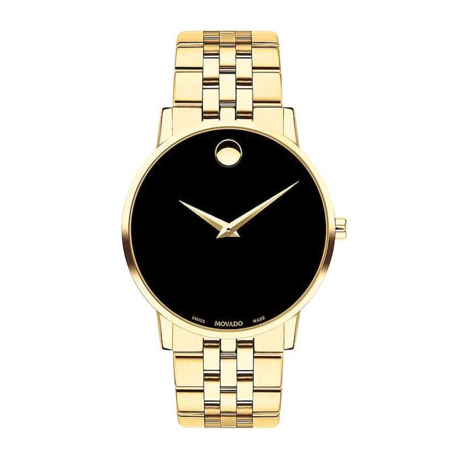 Movado Men'S Movado Museum® Classic Gold-Tone Pvd Watch With Black Dial (Model: 0607203) Watches