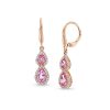 Zales Pear-Shaped Pink And White Lab-Created Sapphire Frame Double Drop Earrings In 10K Rose Gold Earrings