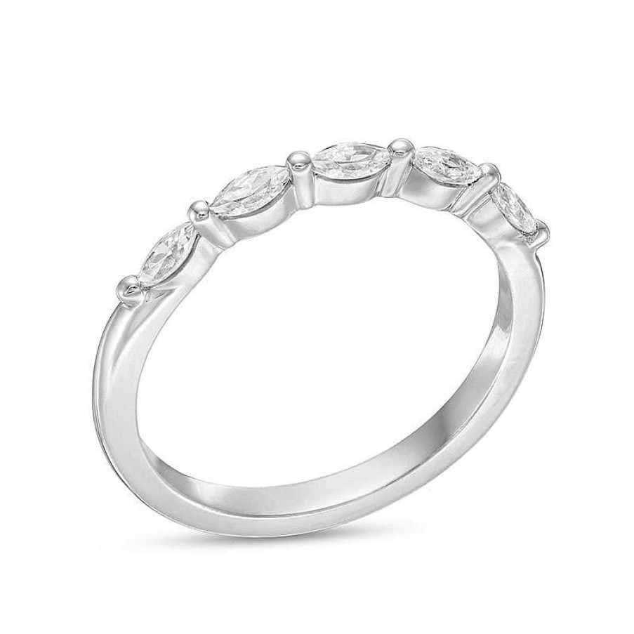 Zales 1/2 Ct. T.W. Certified Marquise Diamond Five Stone Anniversary Band In 14K White Gold (I/Si2) Rings