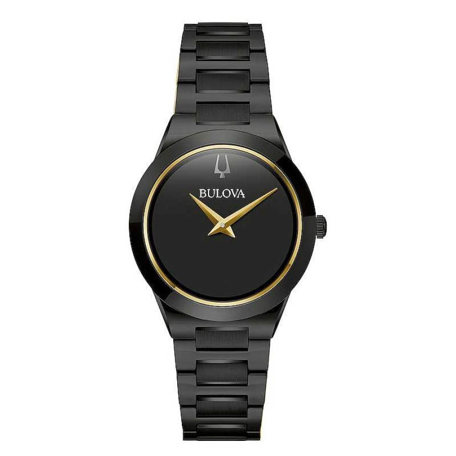 Bulova Ladies' Bulova Millennia Modern Black Dial Watch In Black Ion-Plated Stainless Steel (Model 98L314) Watches