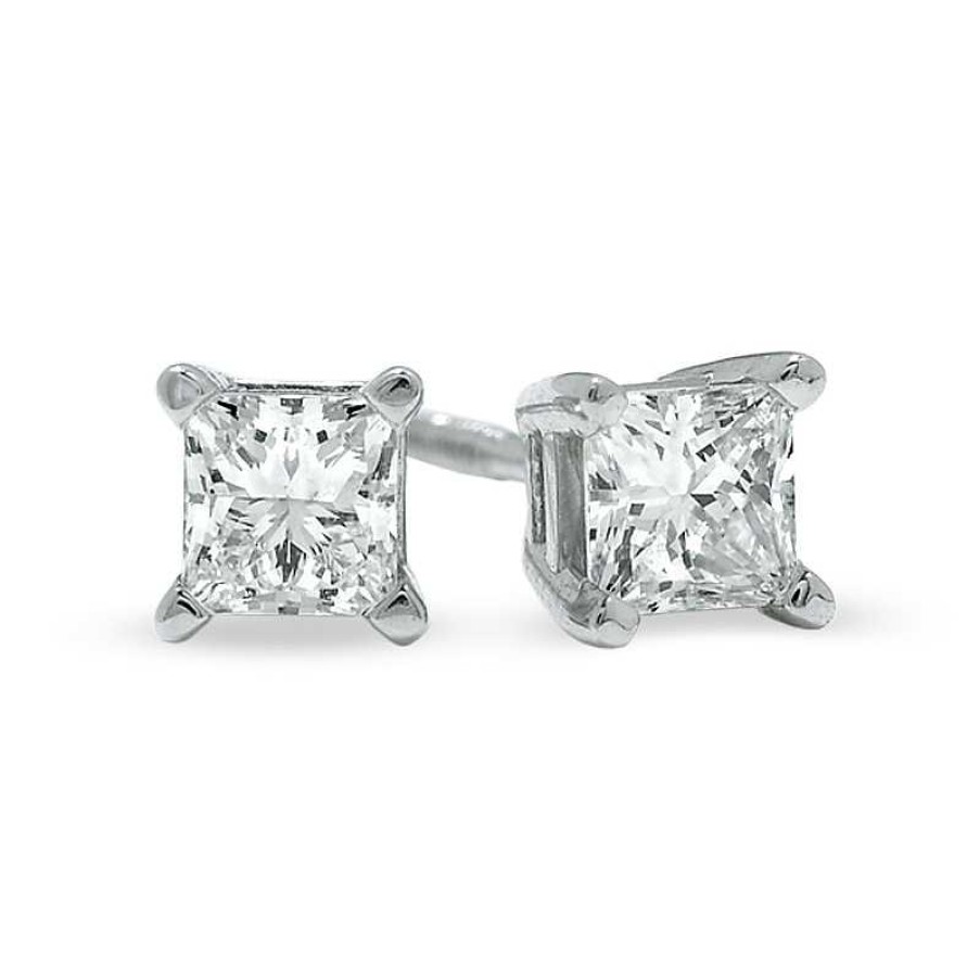 Zales 1/2 Ct. T.W. Princess-Cut Diamond Solitaire Stud Earrings In 14K White Gold (I/I1) Earrings