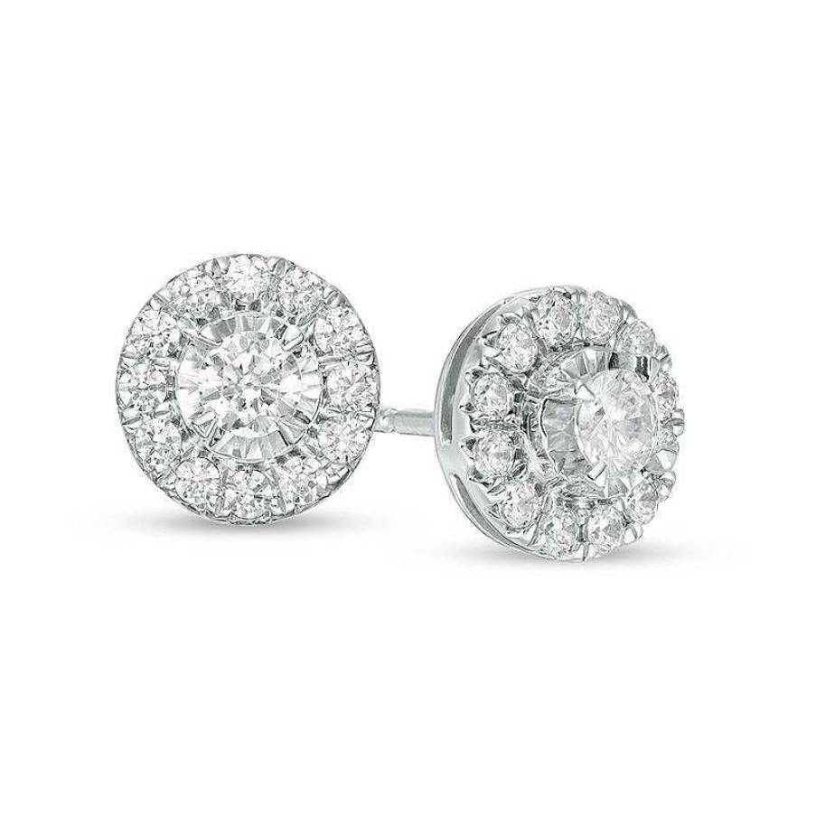 Zales 1/4 Ct. T.W. Diamond Miracle Frame Stud Earrings In 10K White Gold Earrings