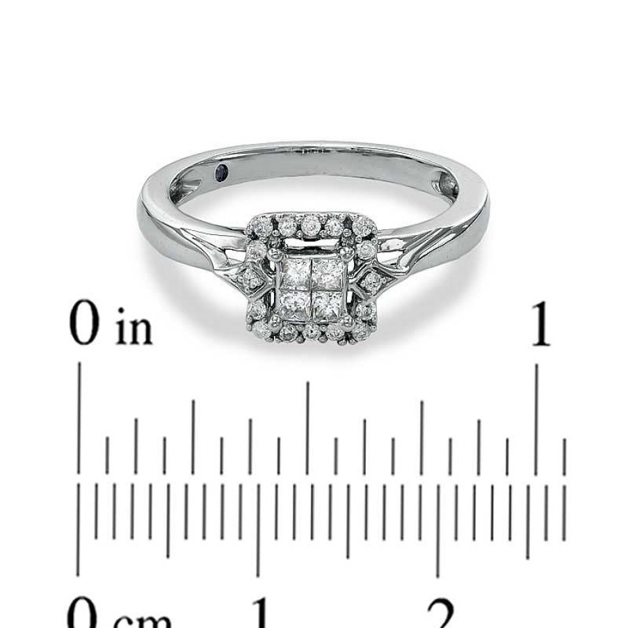 Zales Cherished Promise Collection 1/4 Ct. T.W. Quad Princess-Cut Diamond Promise Ring In 10K White Gold Rings