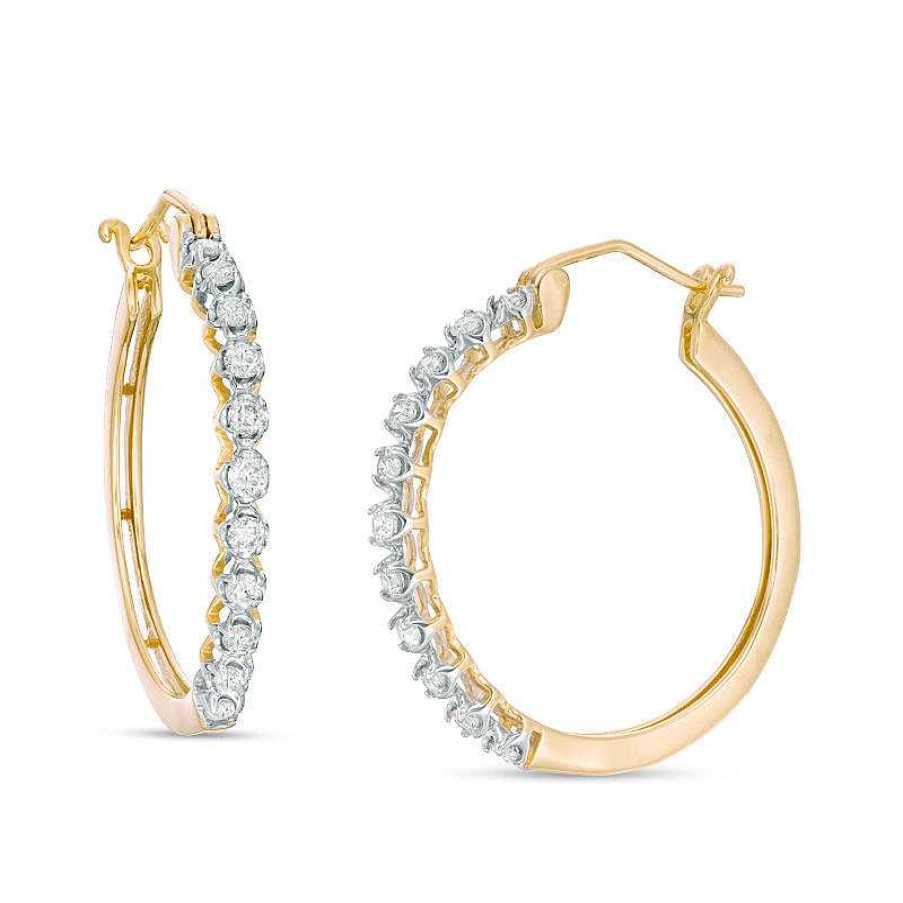 Zales 1/2 Ct. T.W. Diamond Hoop Earrings In 10K Gold Earrings