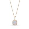 Zales Cushion-Cut Opal And 1/6 Ct. T.W. Diamond Frame Pendant In 10K Rose Gold Necklaces