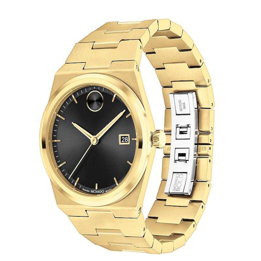 Movado Bold Men'S' Movado Bold® Quest Gold-Tone Ip Watch With Black Dial (Model: 3601223) Watches