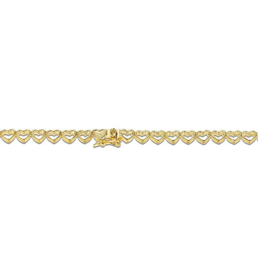 Zales 1/10 Ct. T.W. Diamond Hearts Necklace In Sterling Silver With 18K Gold Plate - 16" Necklaces