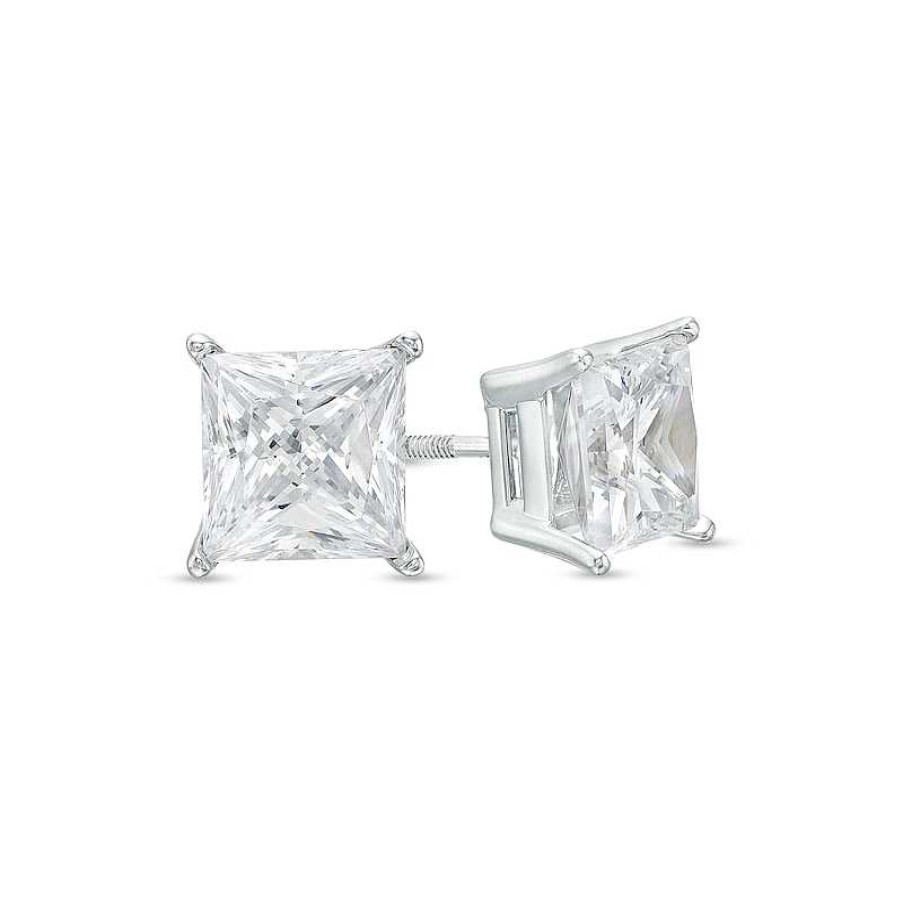 Zales 3 Ct. T.W. Certified Princess-Cut Lab-Created Diamond Stud Earrings In 14K White Gold (F/Si2) Earrings