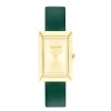 Calvin Klein Ladies' Calvin Klein Gold-Tone Ip Green Leather Strap Watch With Rectangular Dial (Model: 25200397) Watches