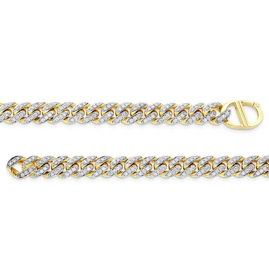 Zales Zales X Alessi Domenico 3-7/8 Ct. T.W. Diamond Miami Cuban Chain Bracelet In 18K Gold - 8.5" Bracelets