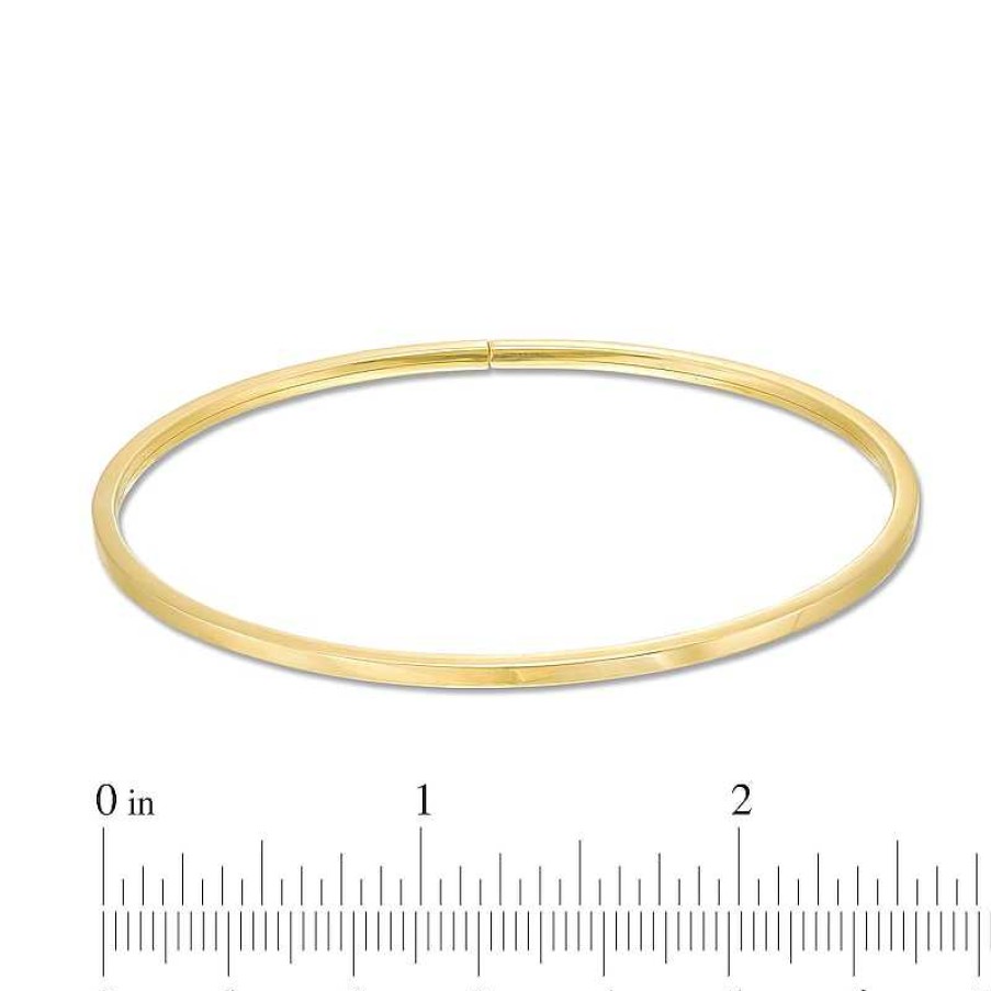 Zales Hollow 3.0Mm Flex Bangle Bracelet In 14K Gold Bracelets