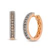 Zales 1 Ct. T.W. Champagne And White Diamond Edge Hoop Earrings In 10K Rose Gold Earrings